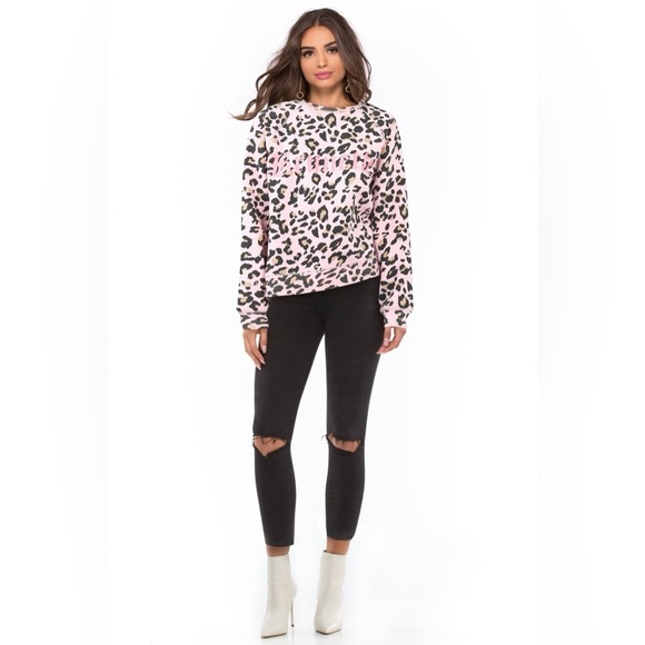 Brunette the Label-BRUNETTE PINK LEOPARD MIDDLE SISTER CREW - JUICY COUTURE - Picture 1 of 5